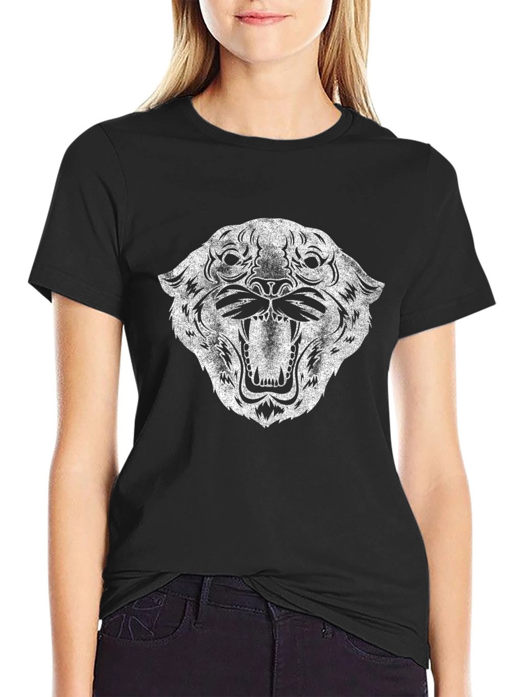 Gritty Tiger Graphic Tee - Black Cotton T-Shirt