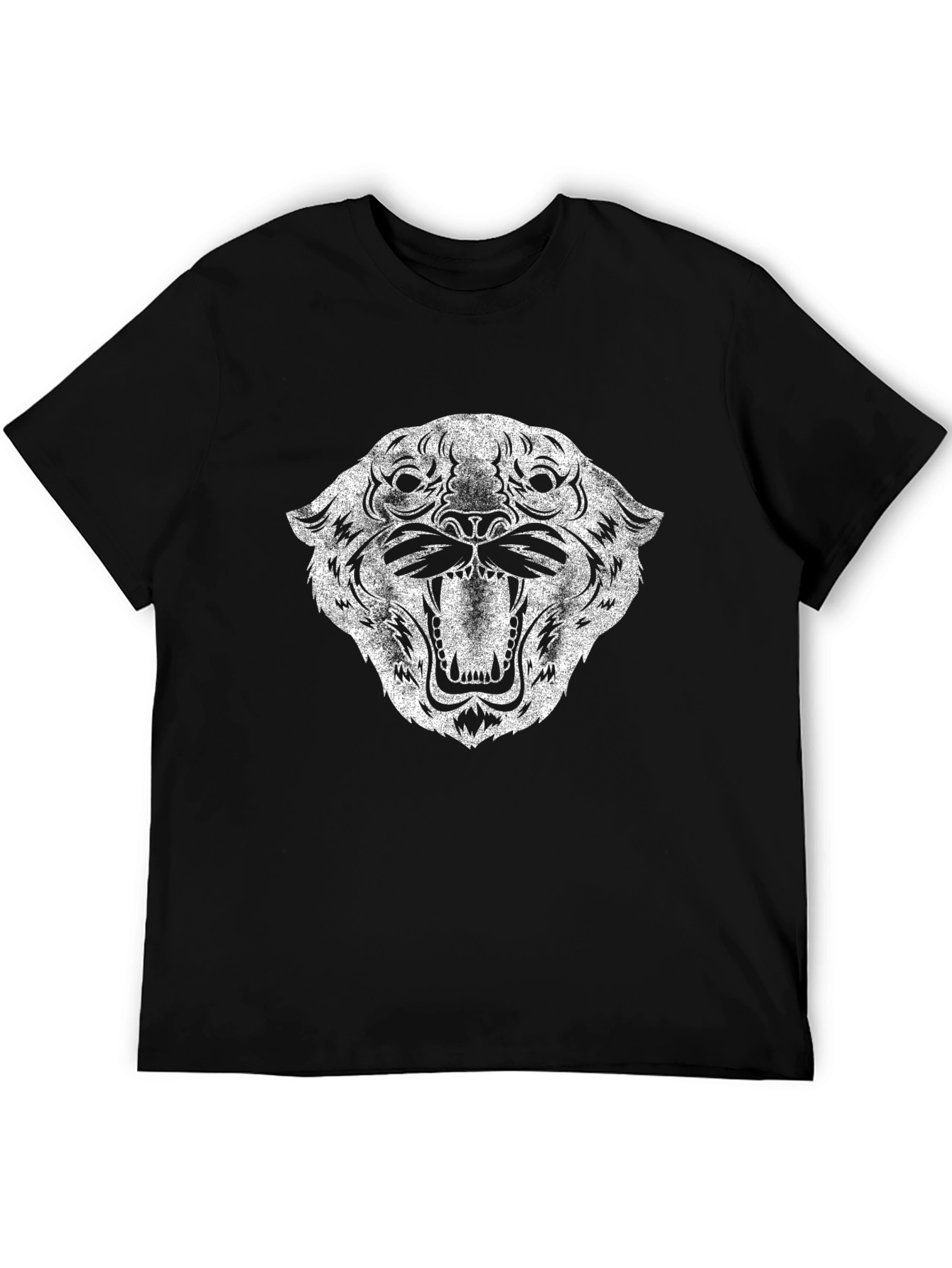 Gritty Tiger Graphic Tee - Black Cotton T-Shirt