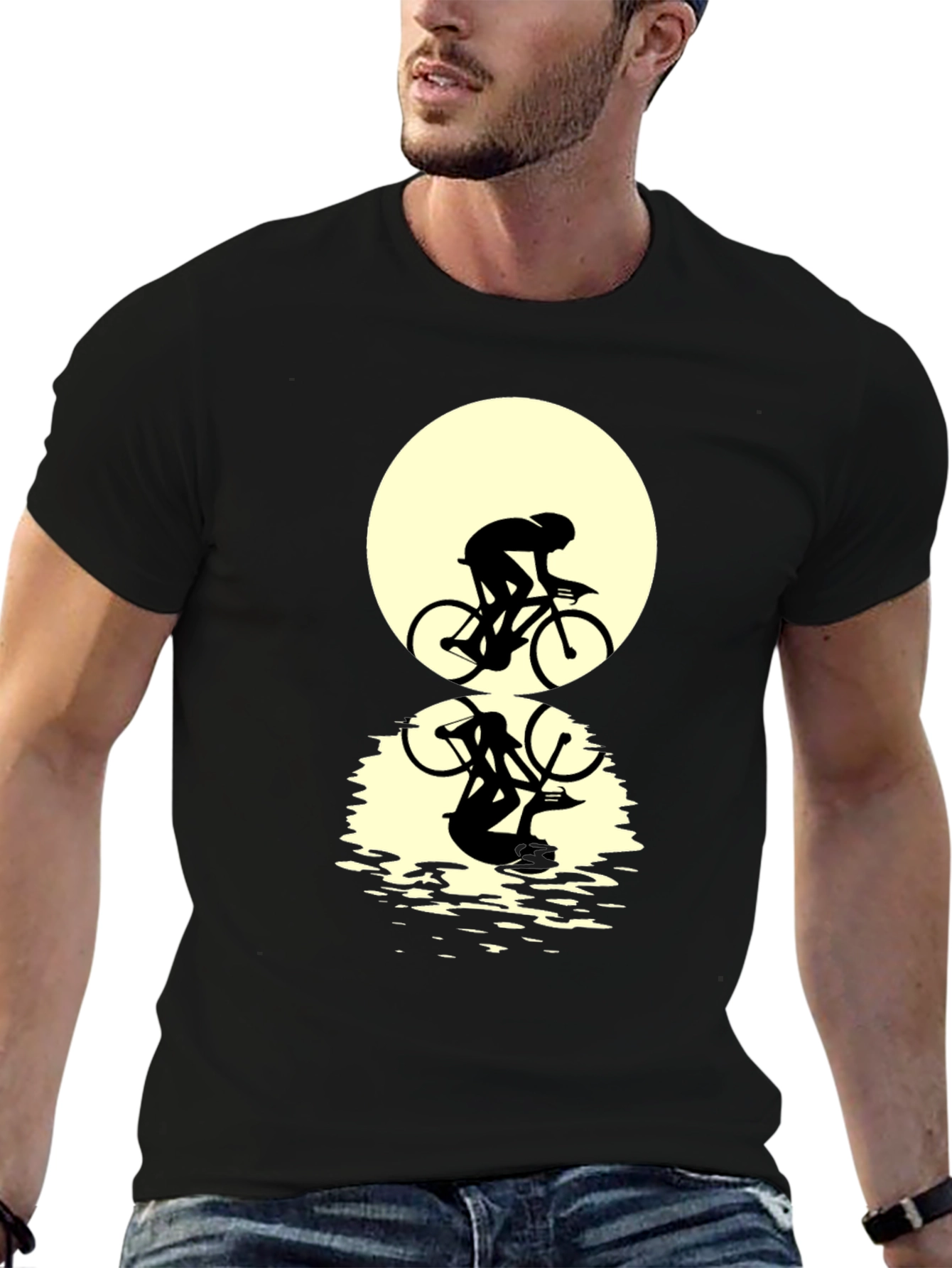 Cyclist Silhouette Graphic Tee - Black