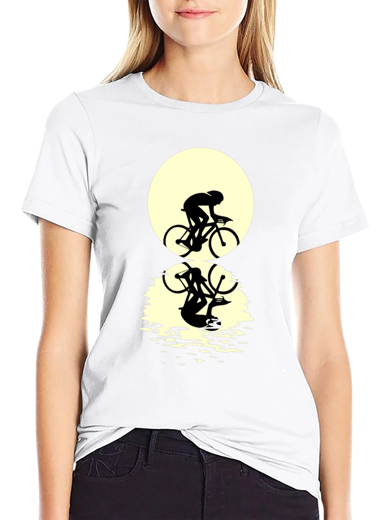 Cyclist Silhouette Graphic Tee - Black