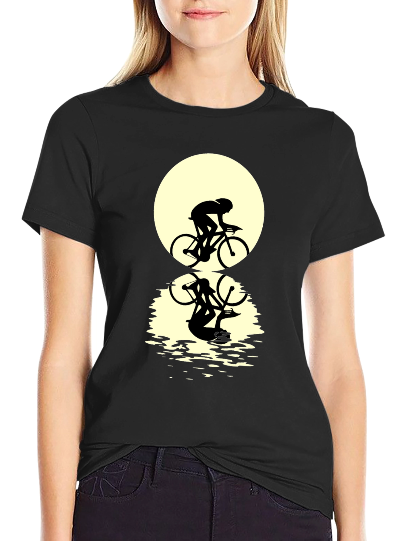 Cyclist Silhouette Graphic Tee - Black