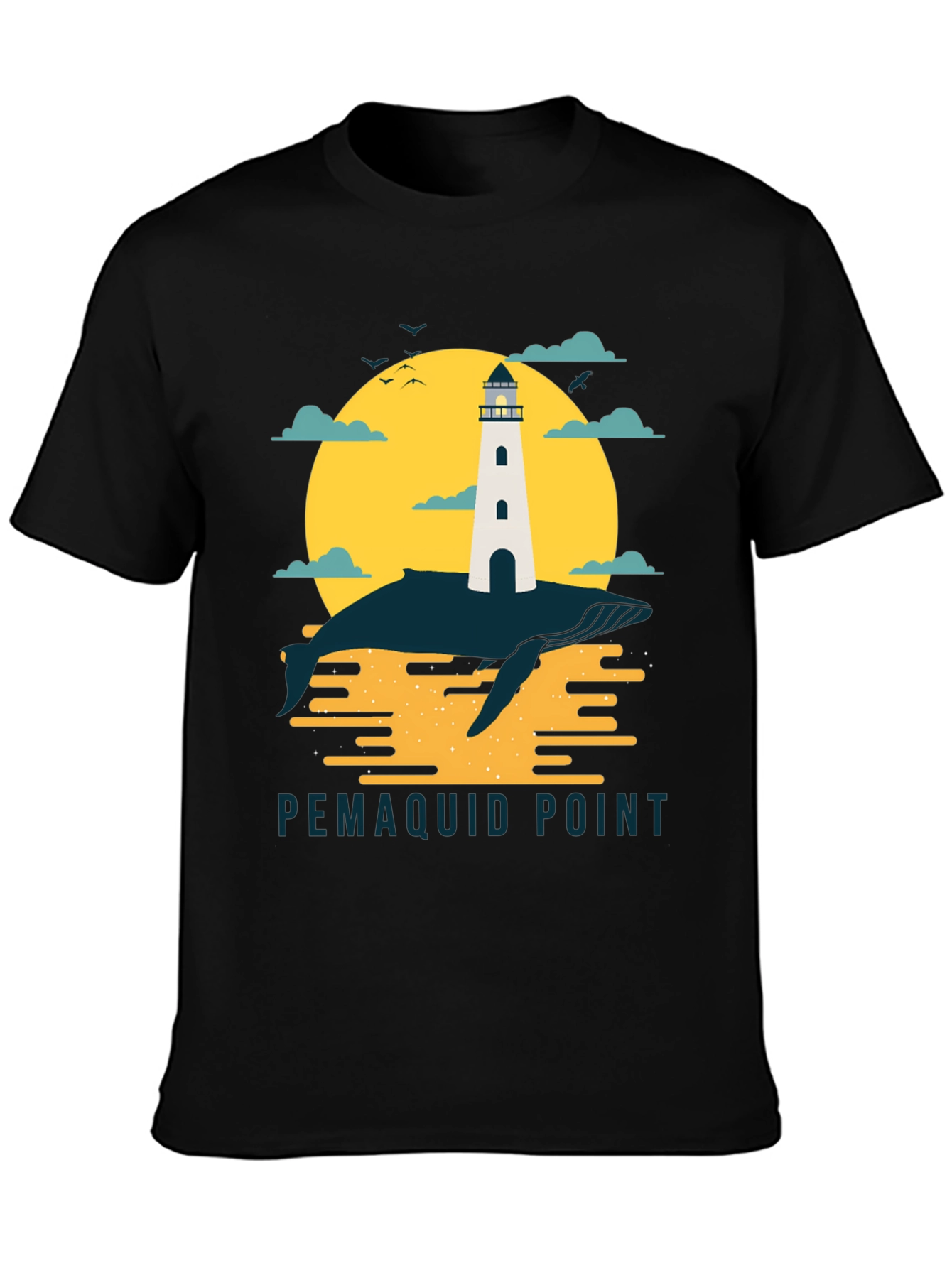 Pemaquid Point Lighthouse Whale Graphic T-Shirt