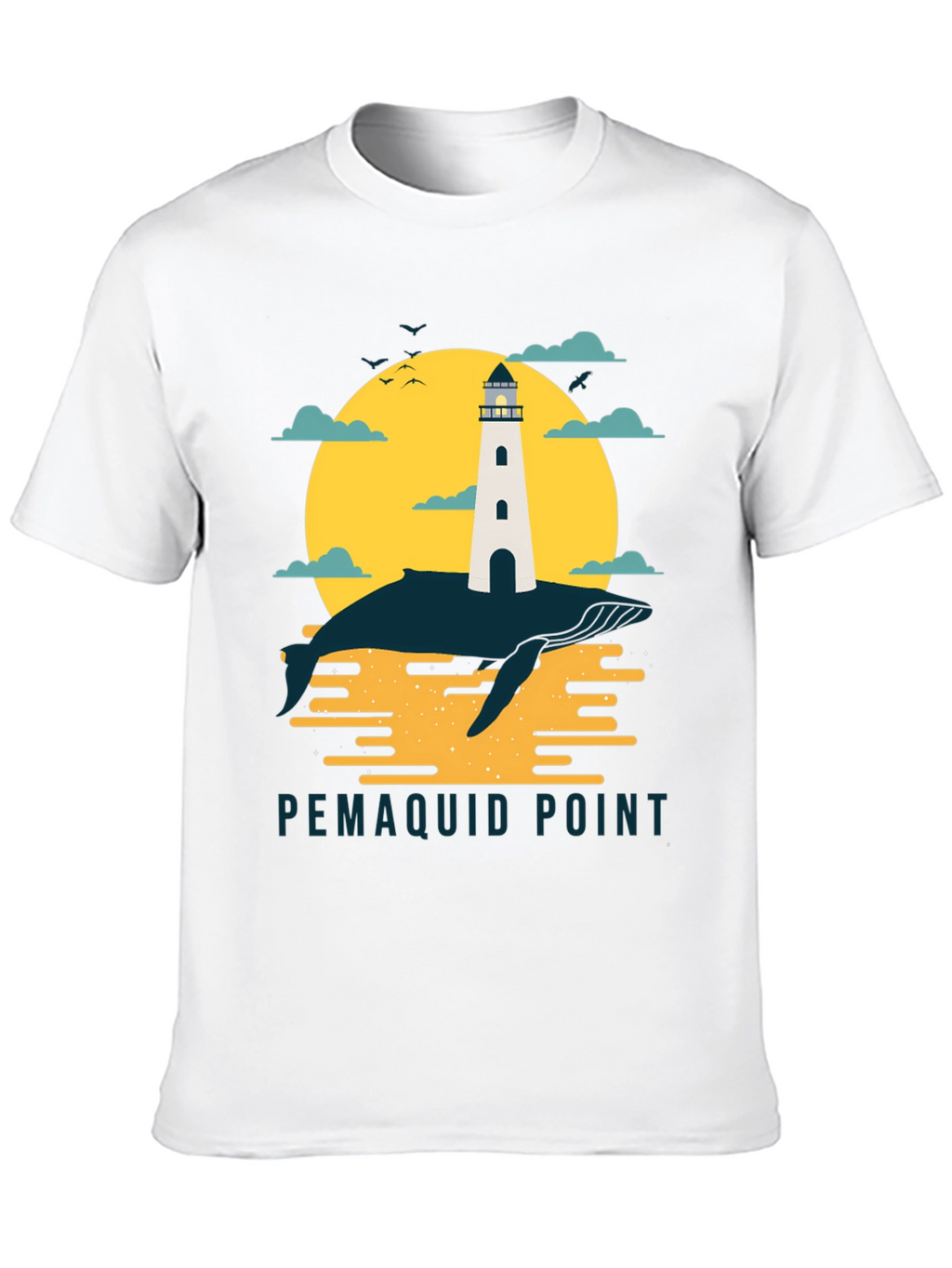 Pemaquid Point Lighthouse Whale Graphic T-Shirt
