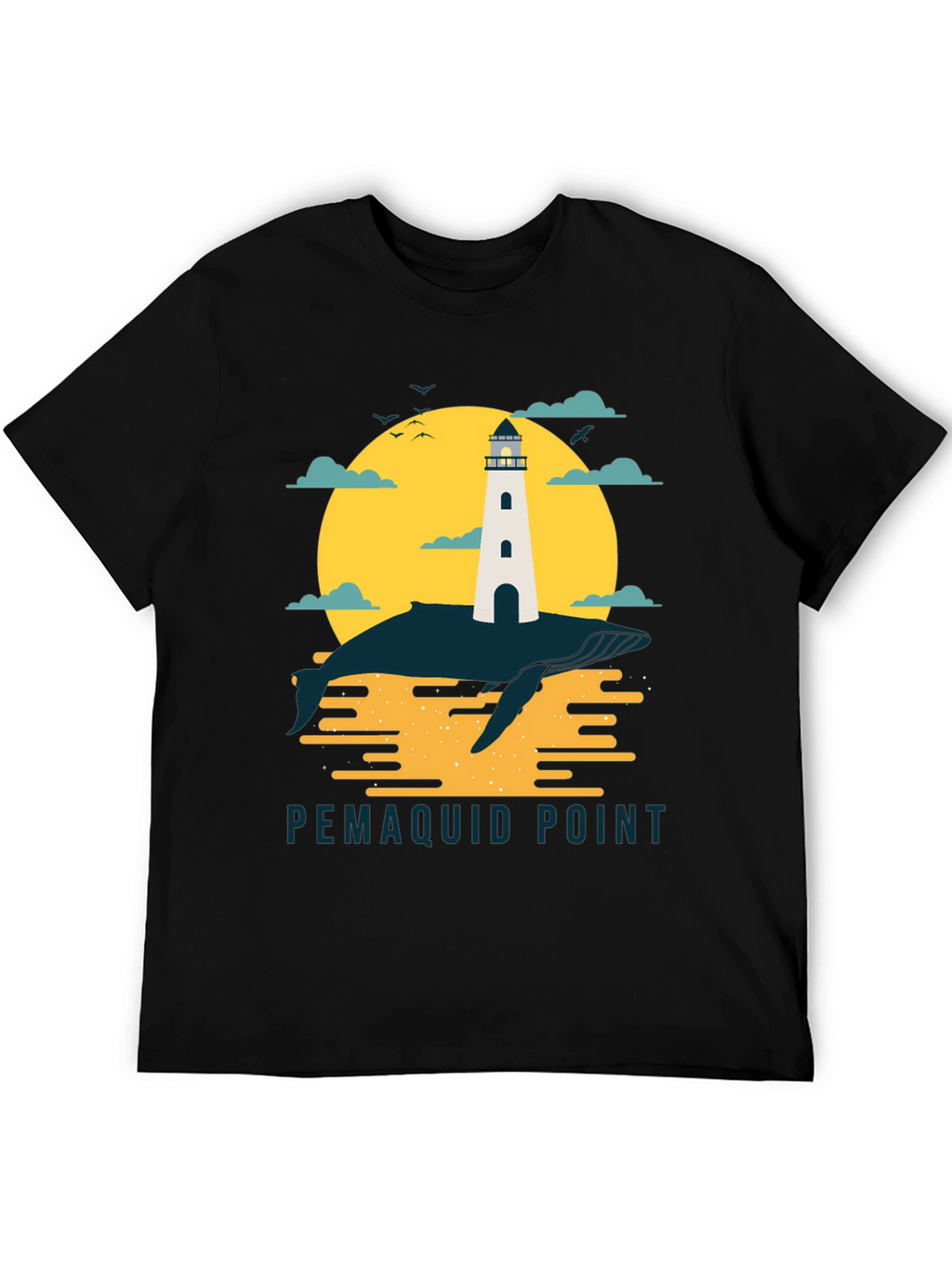 Pemaquid Point Lighthouse Whale Graphic T-Shirt