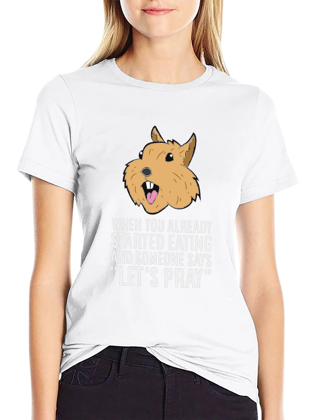 Funny Lets Pray Eating Graphic T-Shirt