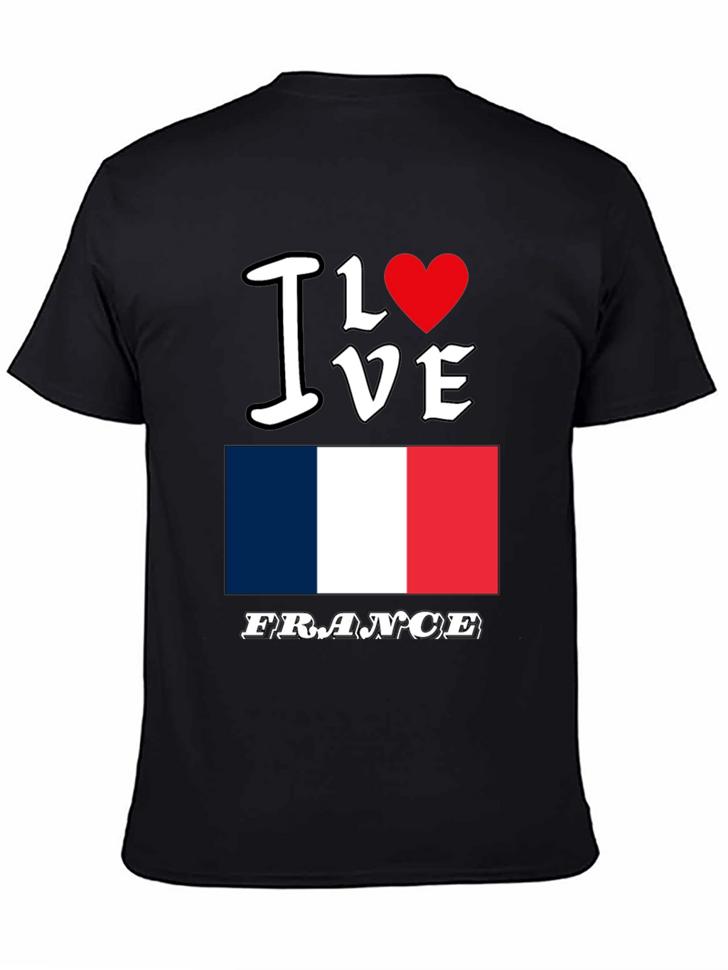 I Love France Graphic T-Shirt - Black
