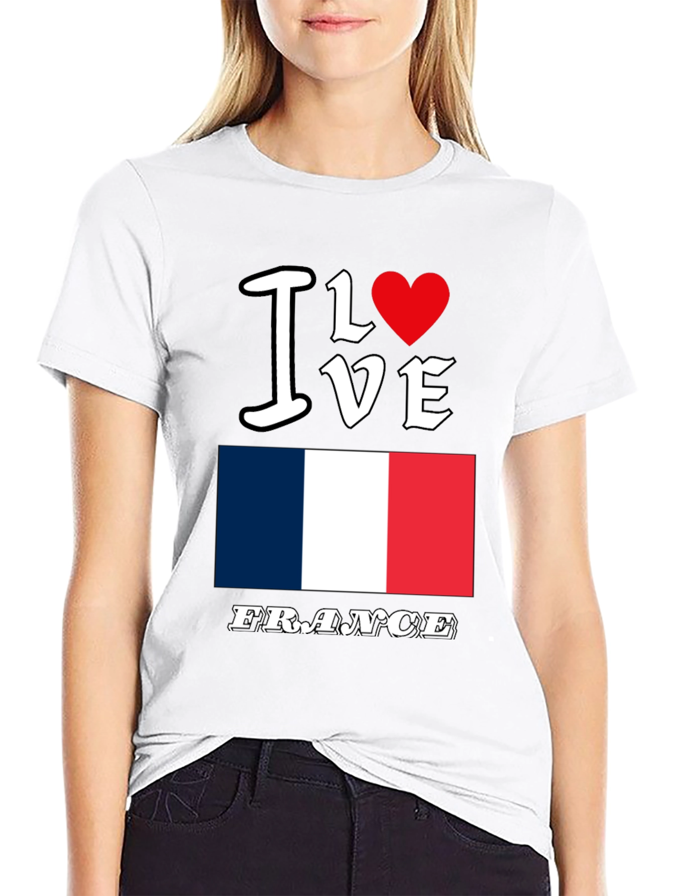 I Love France Graphic T-Shirt - Black