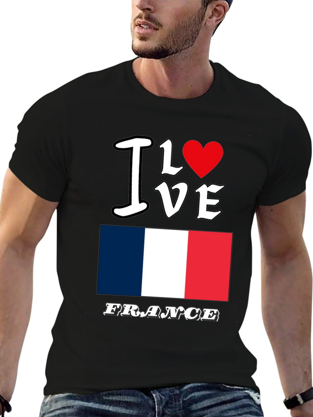 I Love France Graphic T-Shirt - Black
