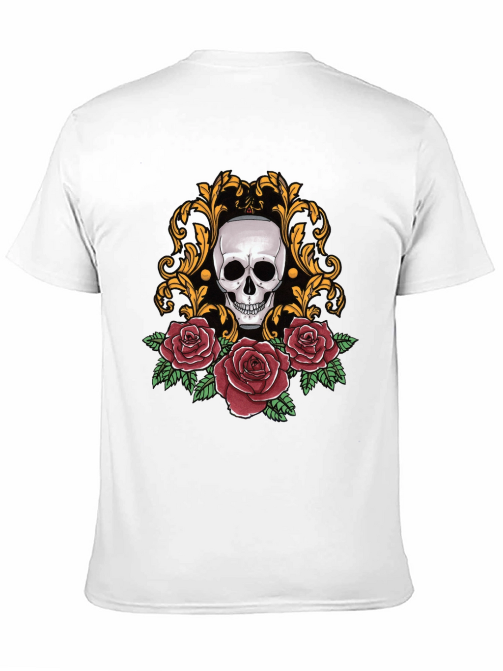 Skull & Roses Graphic Tee - Stylish Black T-Shirt