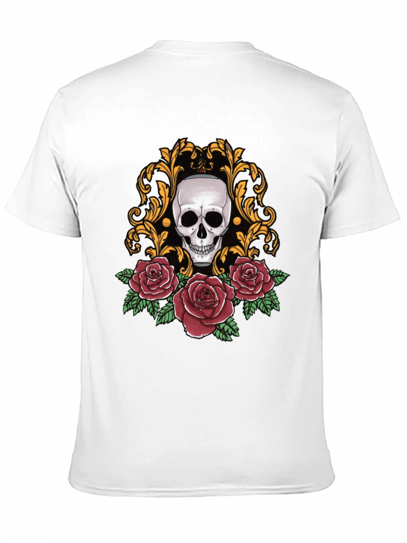 Skull & Roses Graphic Tee - Stylish Black T-Shirt