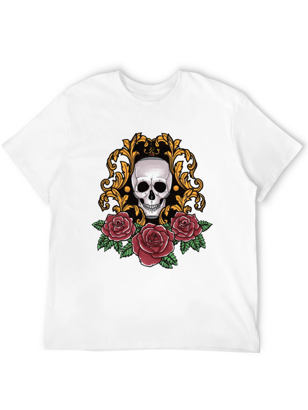 Skull & Roses Graphic Tee - Stylish Black T-Shirt