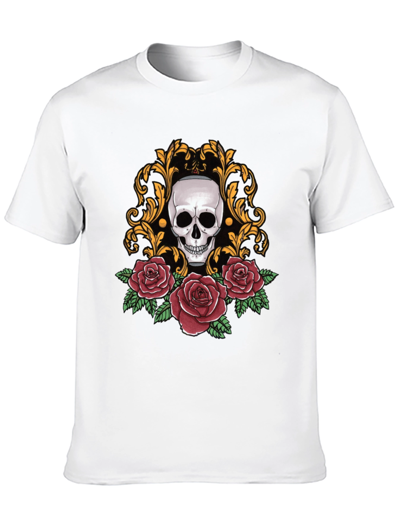 Skull & Roses Graphic Tee - Stylish Black T-Shirt