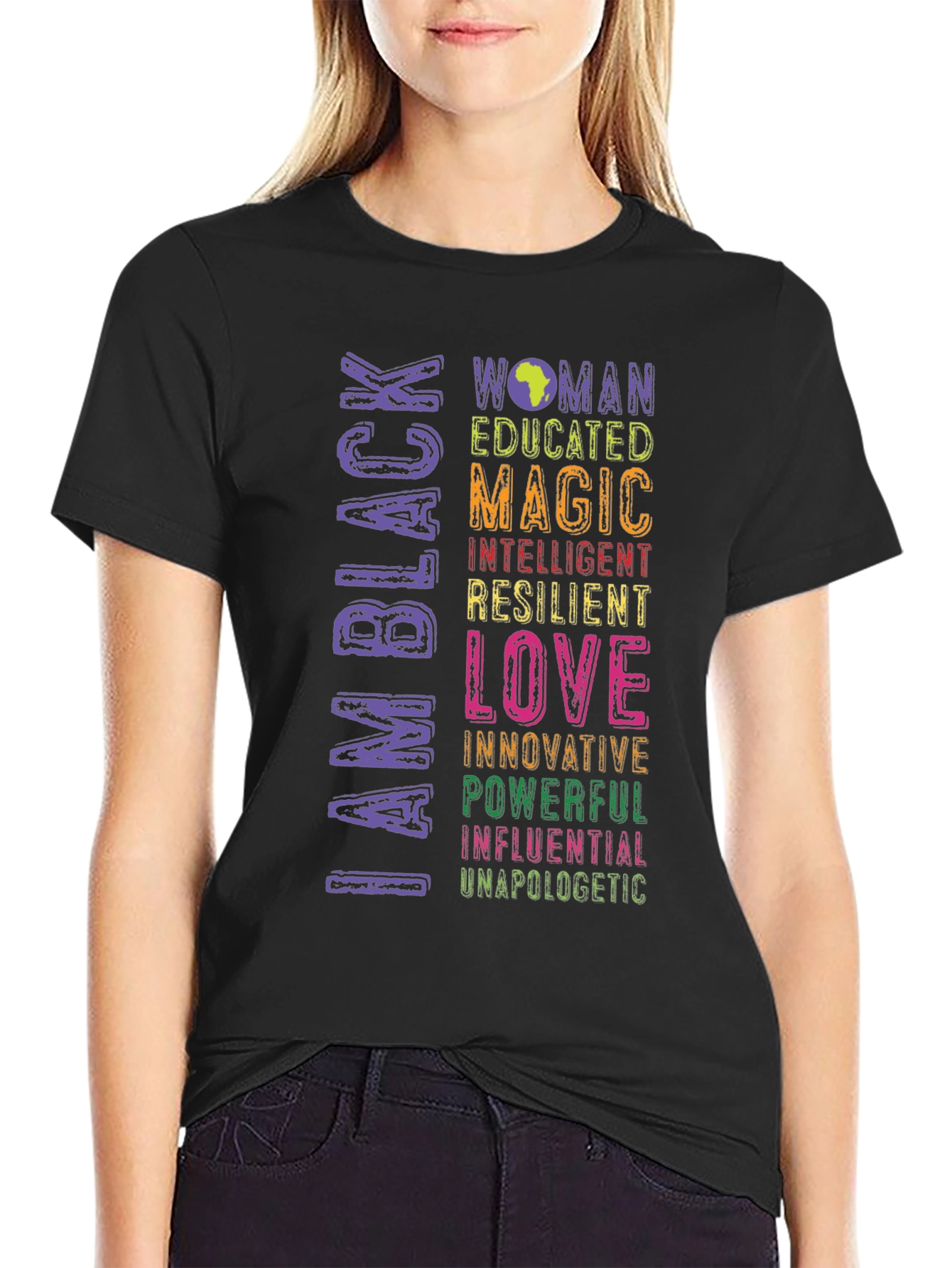 I Am Black Woman T-Shirt - Educated Magic Love