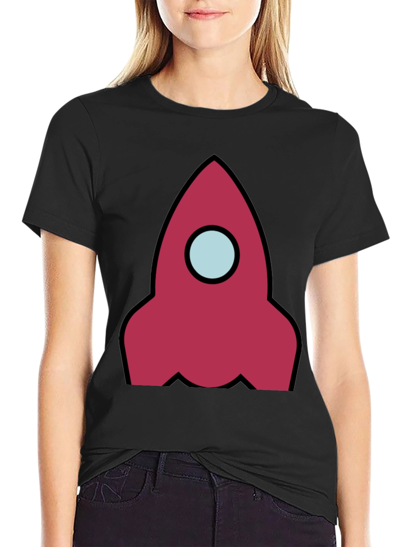Rocket Graphic Black T-Shirt - Space Adventure