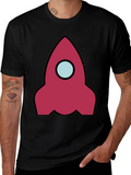 Rocket Graphic Black T-Shirt - Space Adventure