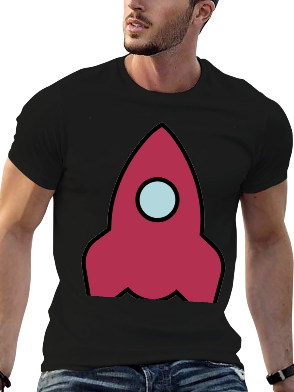 Rocket Graphic Black T-Shirt - Space Adventure