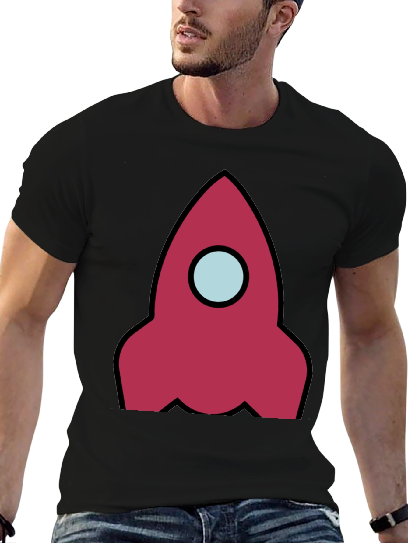 Rocket Graphic Black T-Shirt - Space Adventure