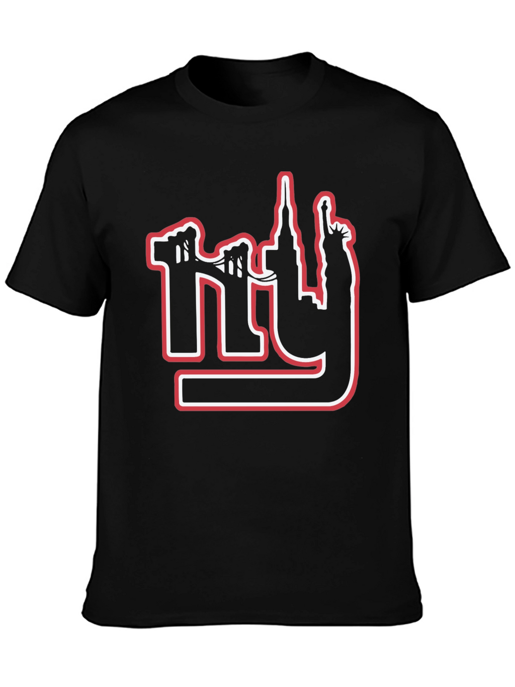 NY Skyline Graphic Print Black T-Shirt