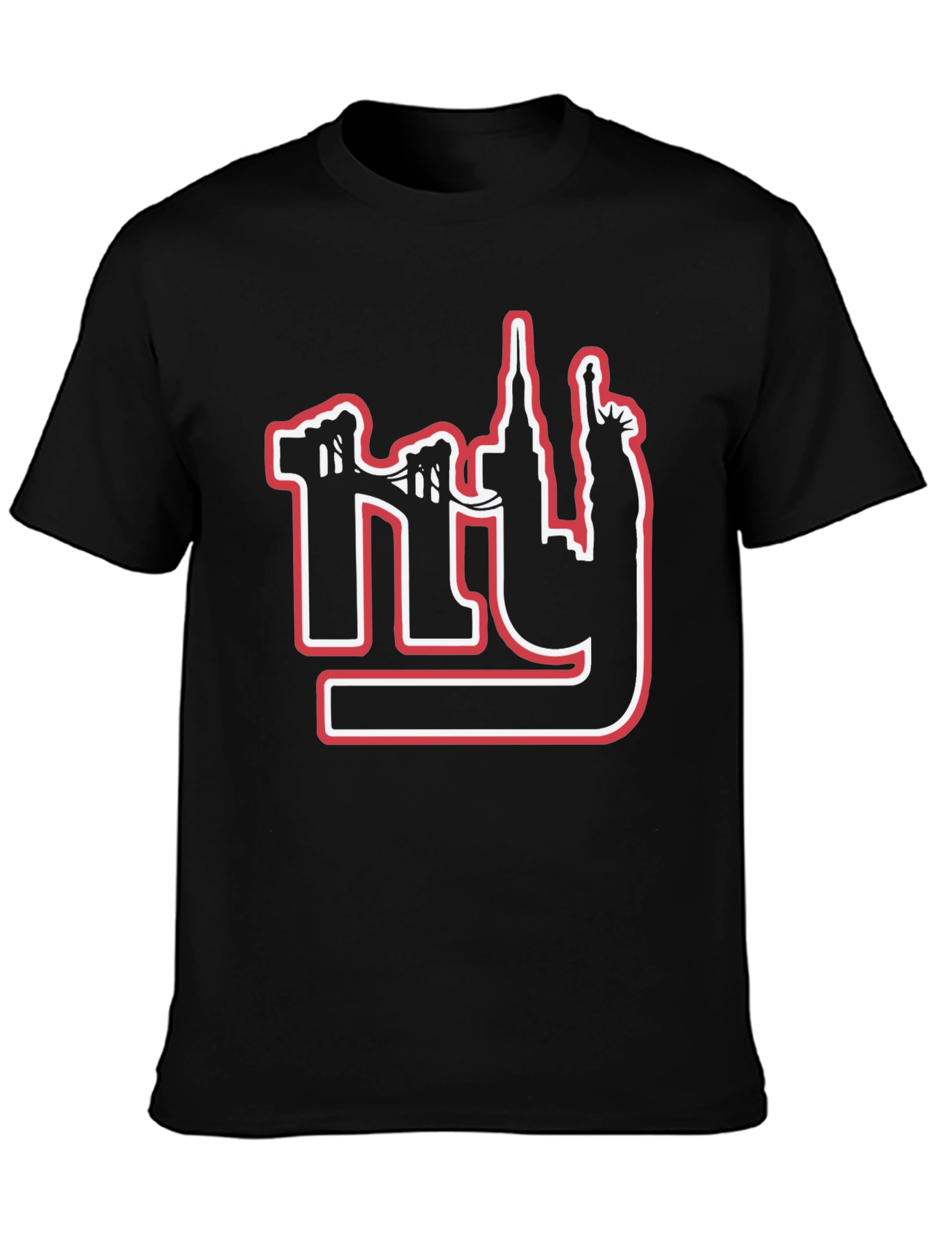 NY Skyline Graphic Print Black T-Shirt