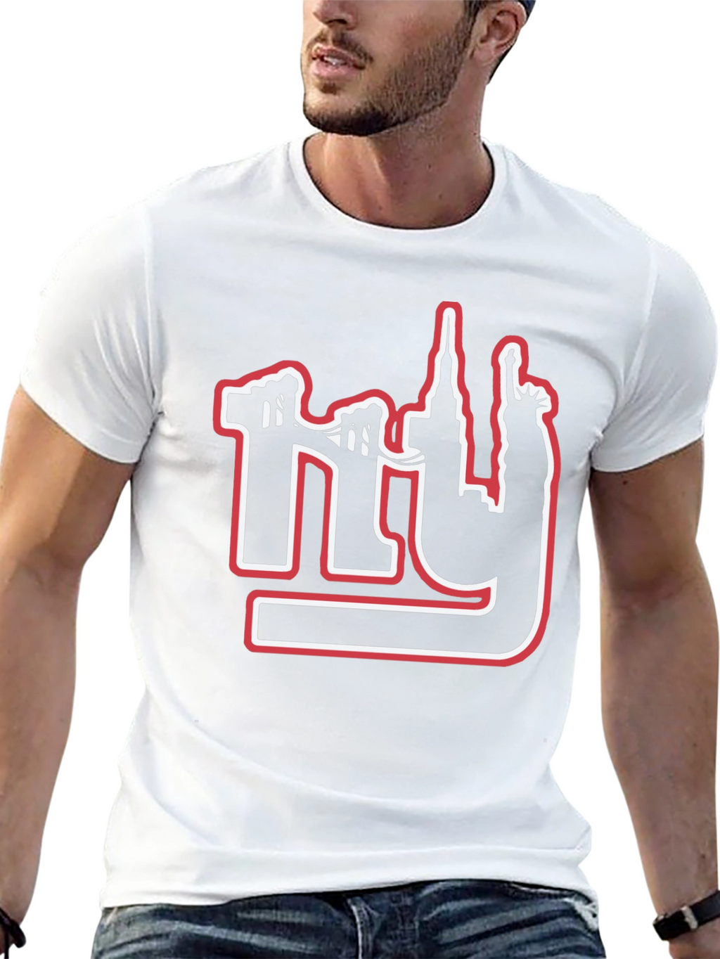 NY Skyline Graphic Print Black T-Shirt