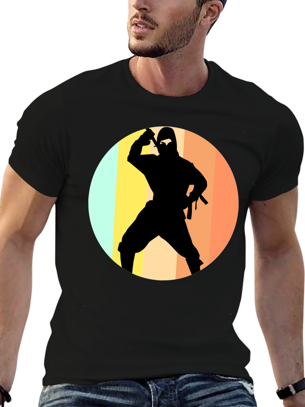 Ninja Silhouette Retro T-Shirt