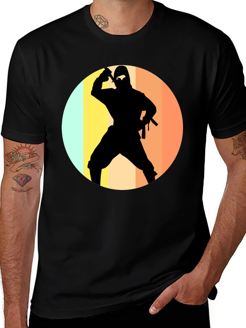 Ninja Silhouette Retro T-Shirt