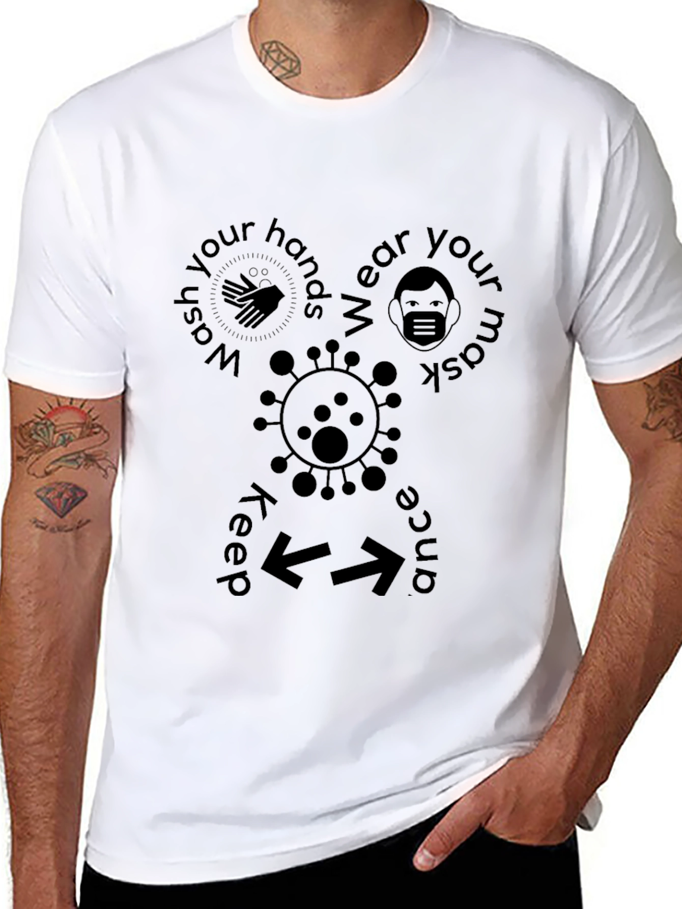 Wash Mask Keep Distance Black T-Shirt
