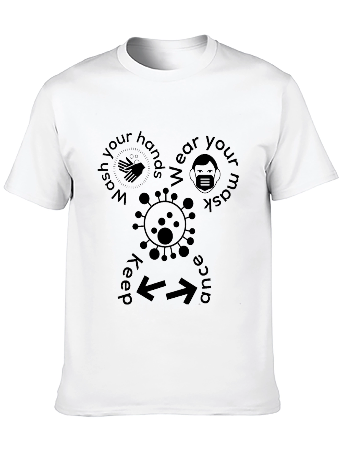 Wash Mask Keep Distance Black T-Shirt