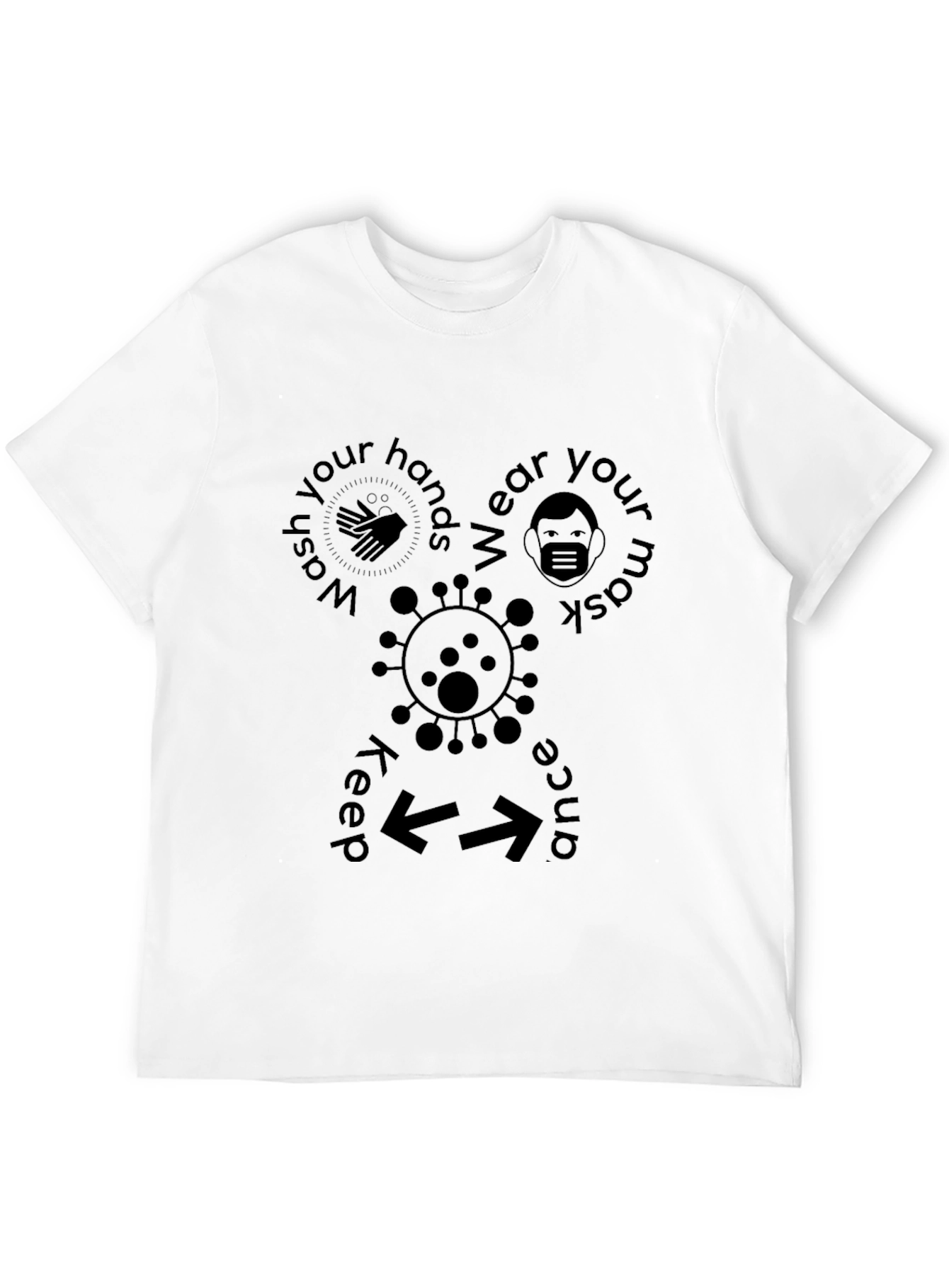 Wash Mask Keep Distance Black T-Shirt