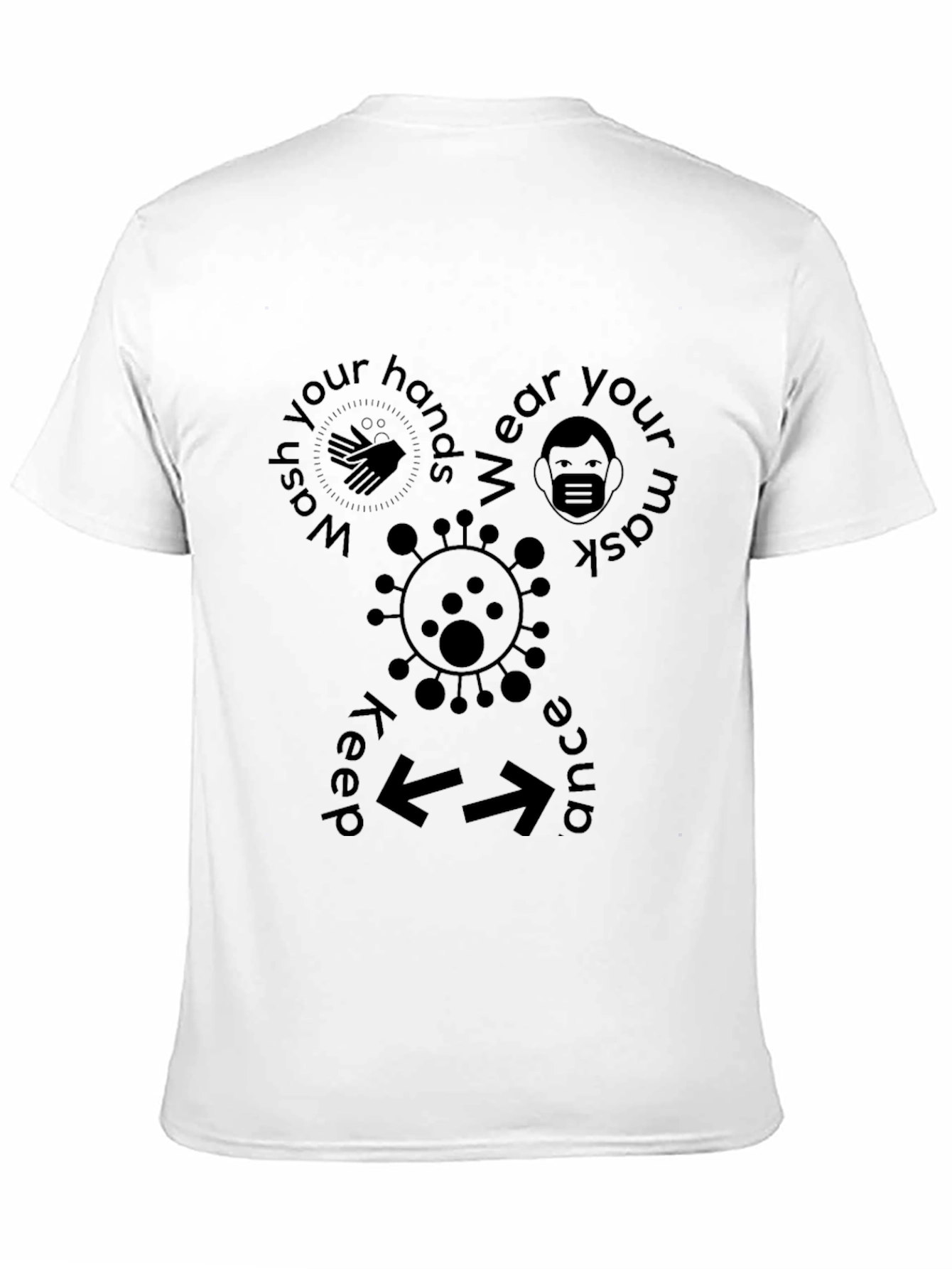 Wash Mask Keep Distance Black T-Shirt