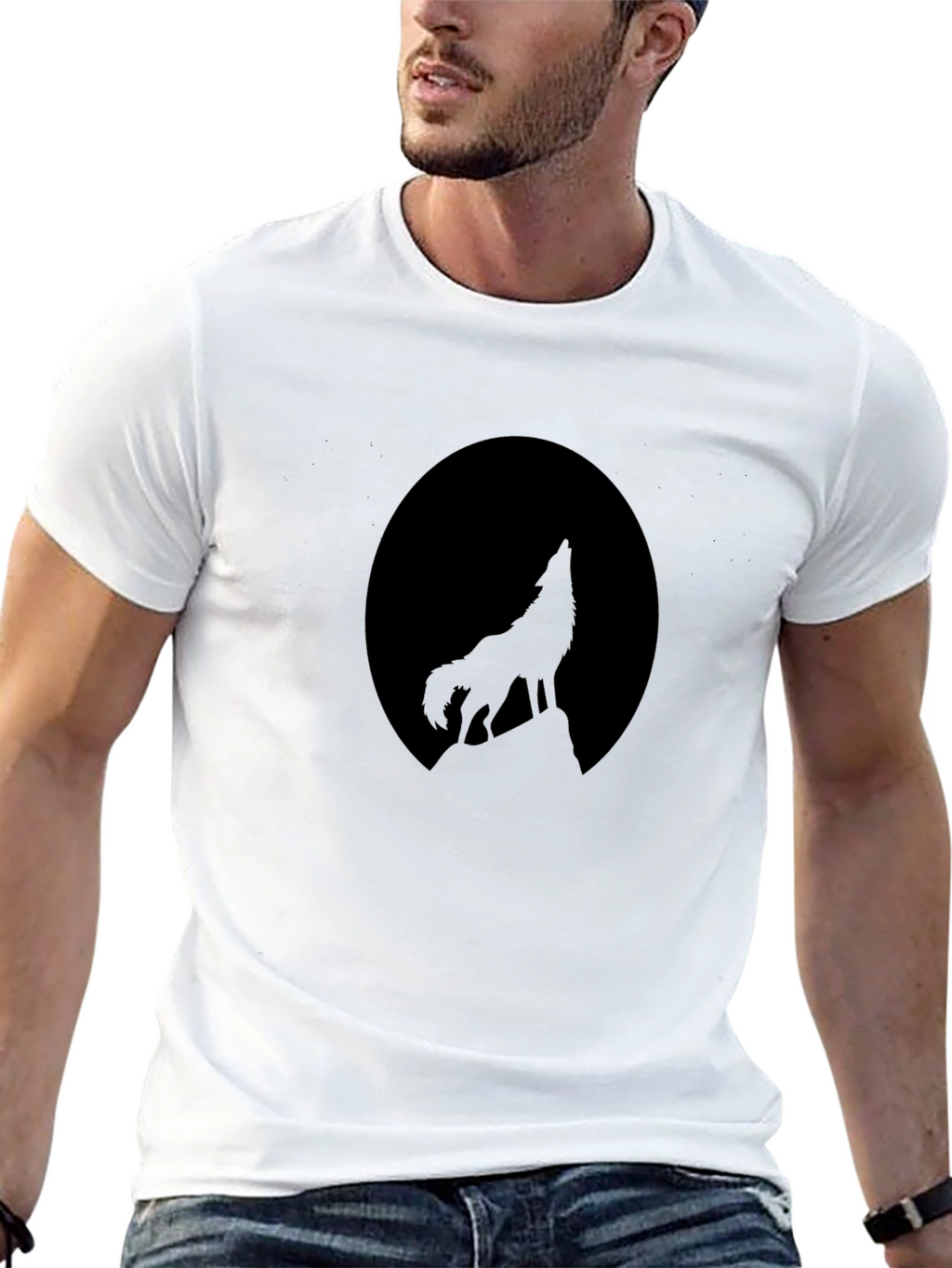 Wolf Moon Silhouette T-Shirt - Black Graphic Tee