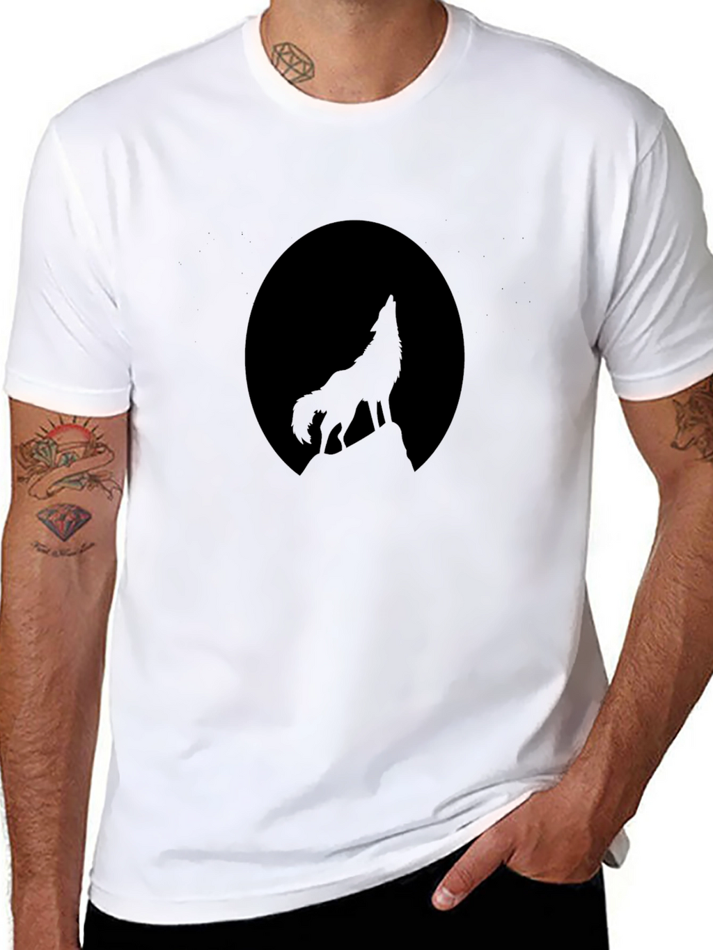 Wolf Moon Silhouette T-Shirt - Black Graphic Tee