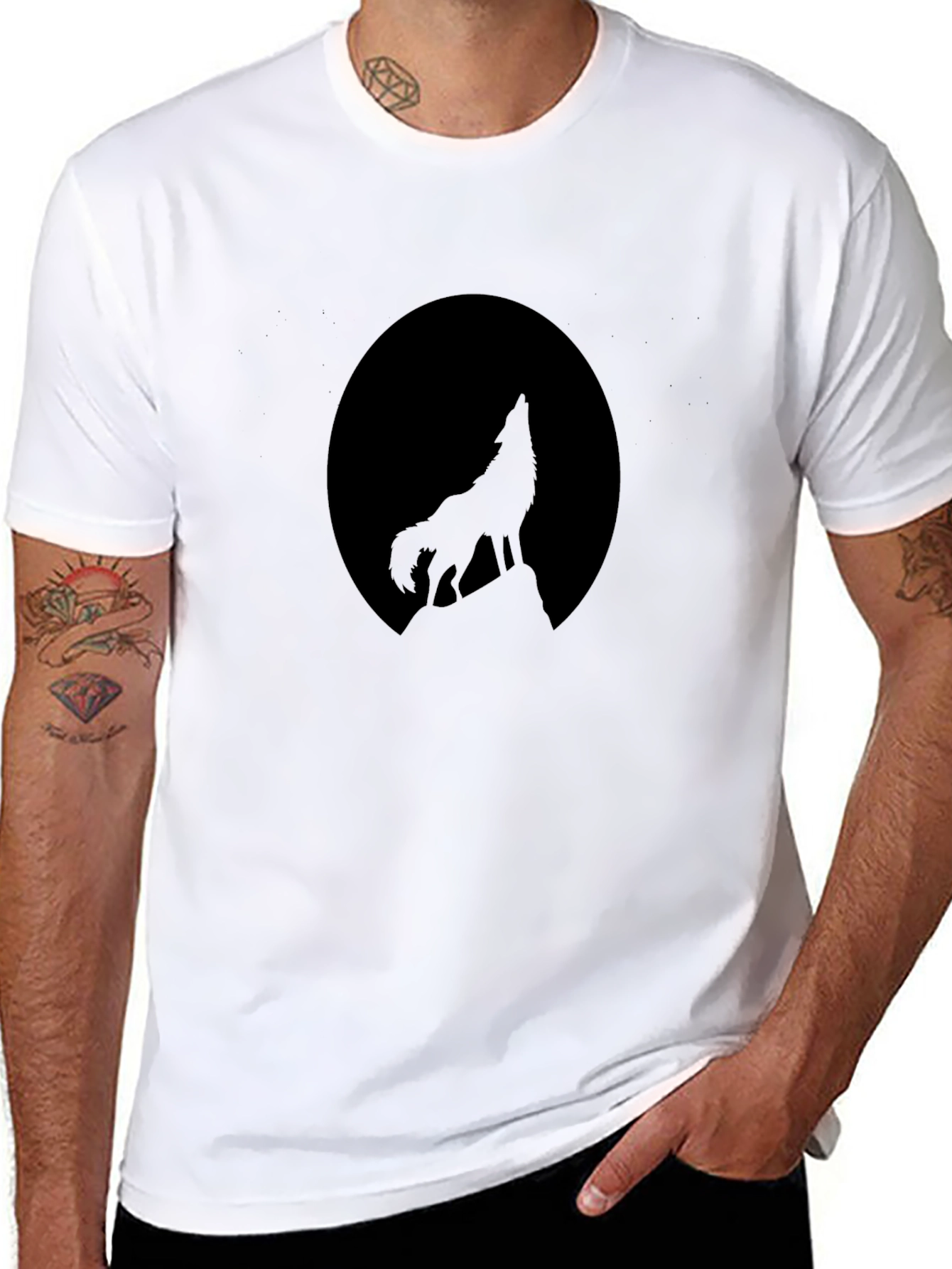 Wolf Moon Silhouette T-Shirt - Black Graphic Tee