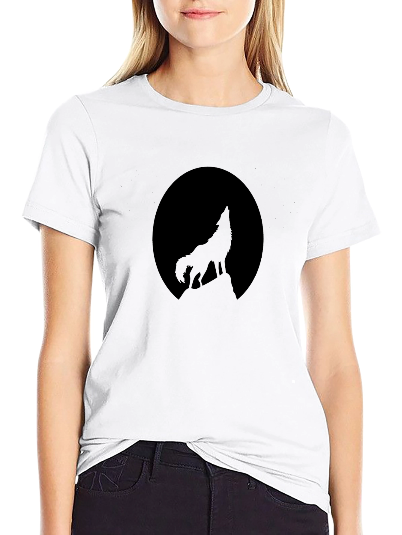 Wolf Moon Silhouette T-Shirt - Black Graphic Tee