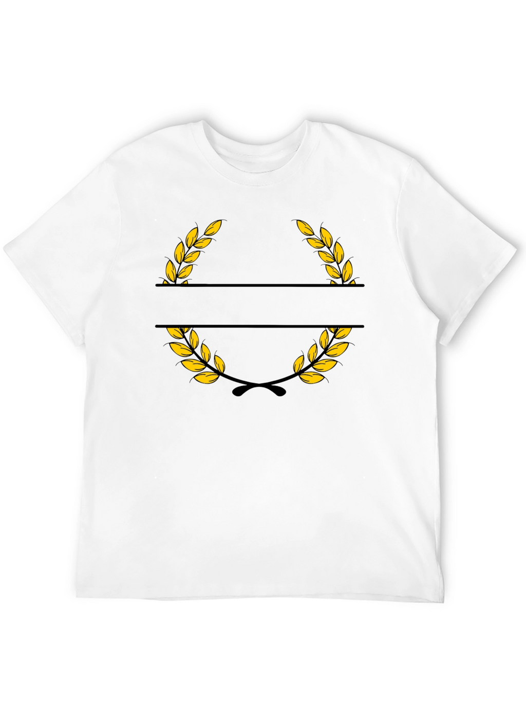 Elegant Black T-Shirt with Golden Wreath Design