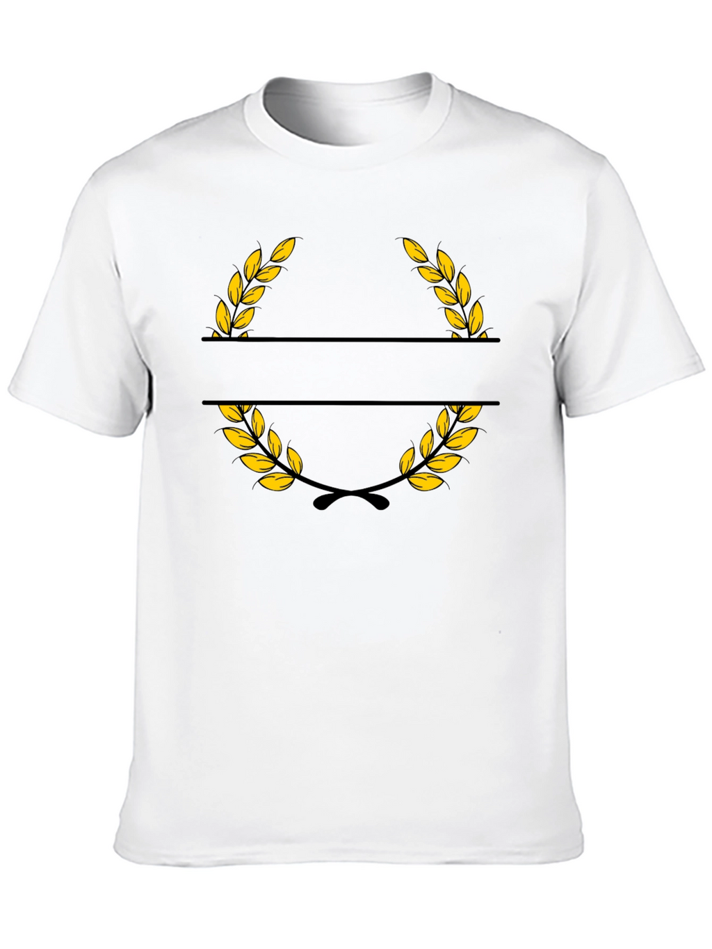 Elegant Black T-Shirt with Golden Wreath Design