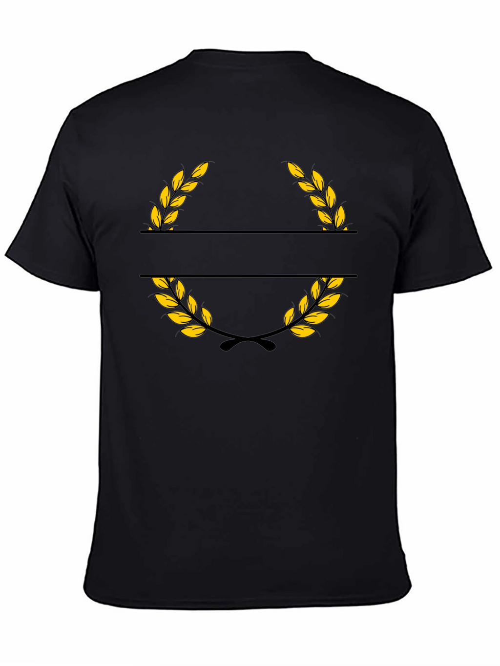 Elegant Black T-Shirt with Golden Wreath Design