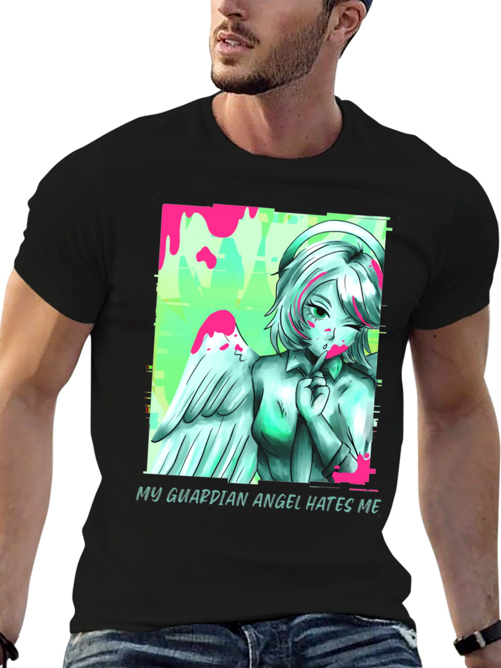 Guardian Angel Graphic Tee - Unisex Black T-Shirt