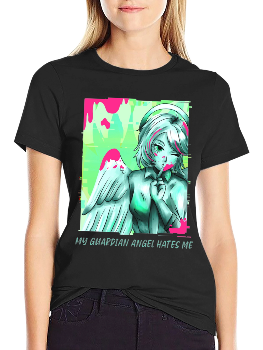 Guardian Angel Graphic Tee - Unisex Black T-Shirt