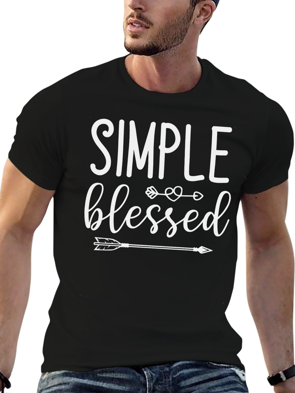 Simple Blessed Arrow T-Shirt - Black