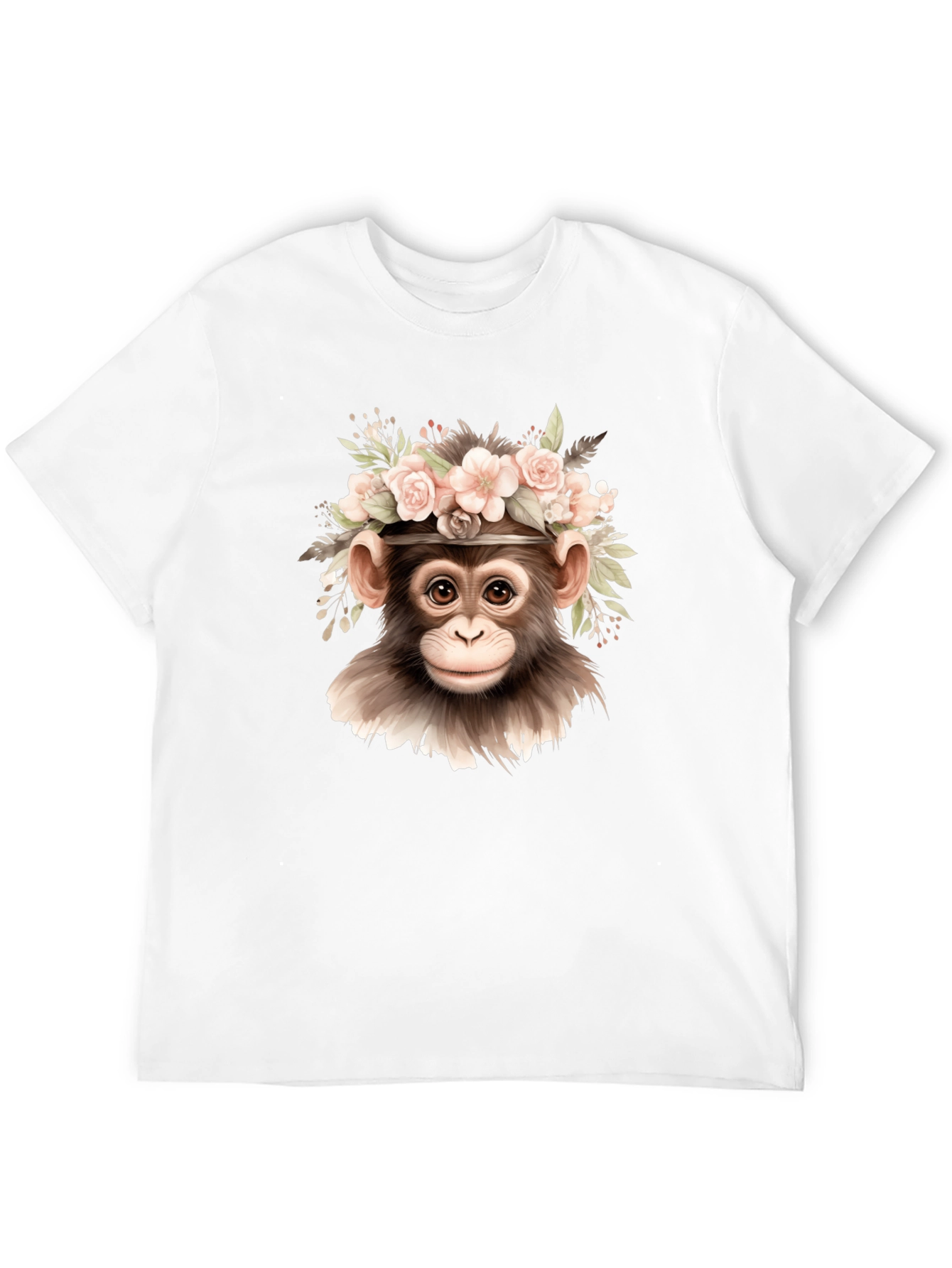 Floral Monkey Graphic Tee - Black Cotton Blend