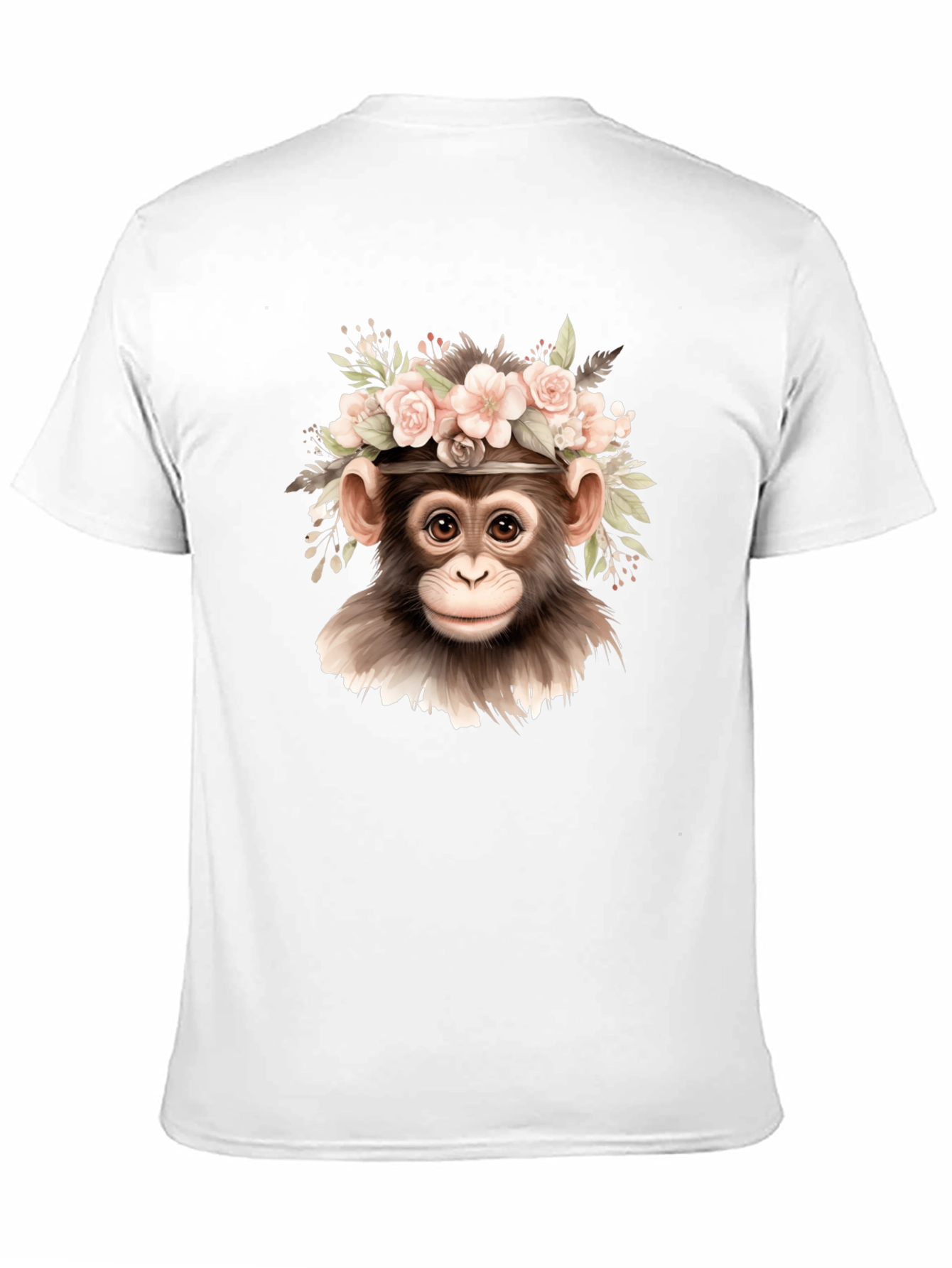Floral Monkey Graphic Tee - Black Cotton Blend