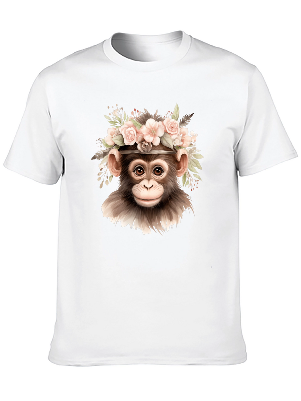 Floral Monkey Graphic Tee - Black Cotton Blend