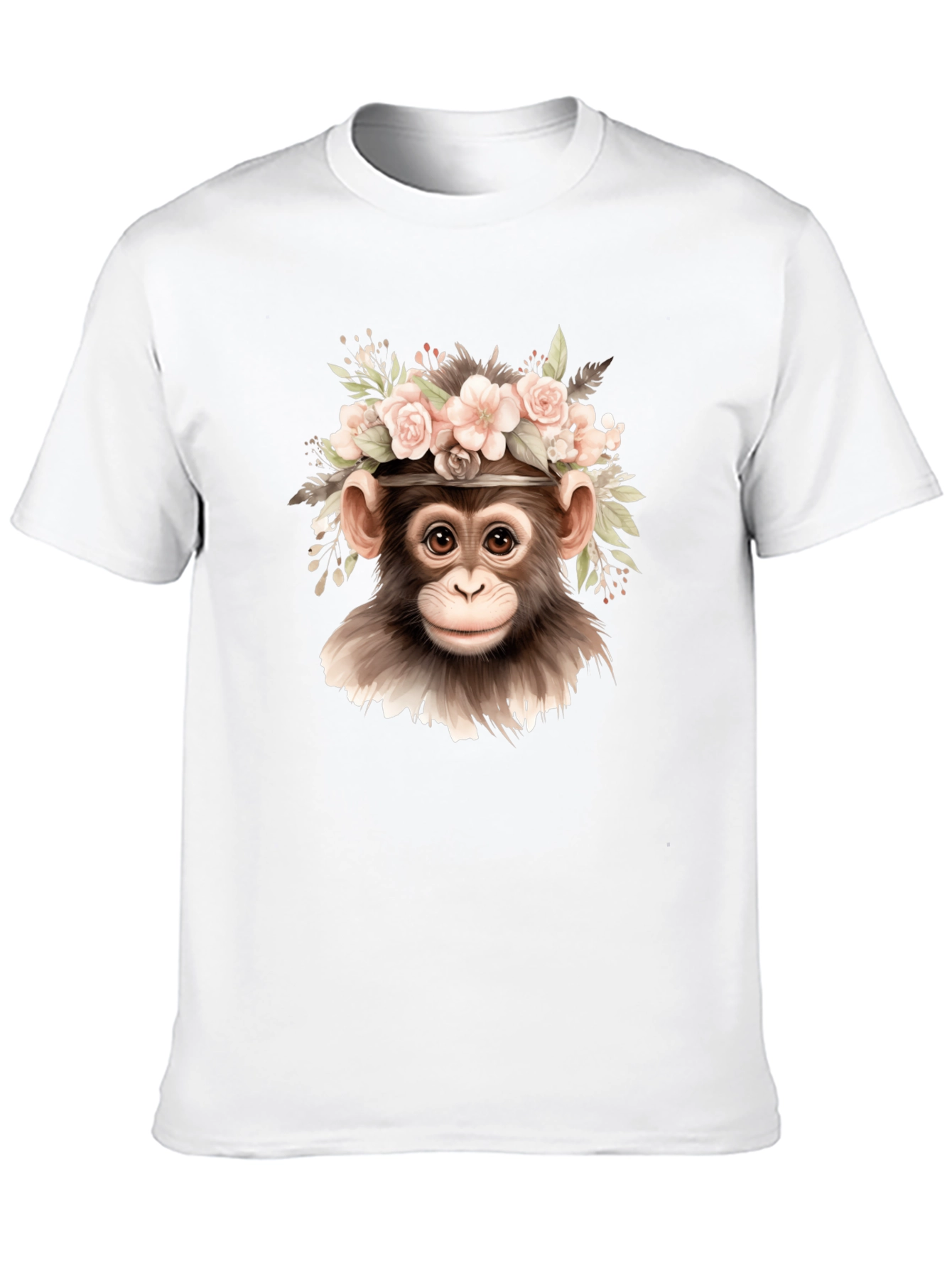 Floral Monkey Graphic Tee - Black Cotton Blend