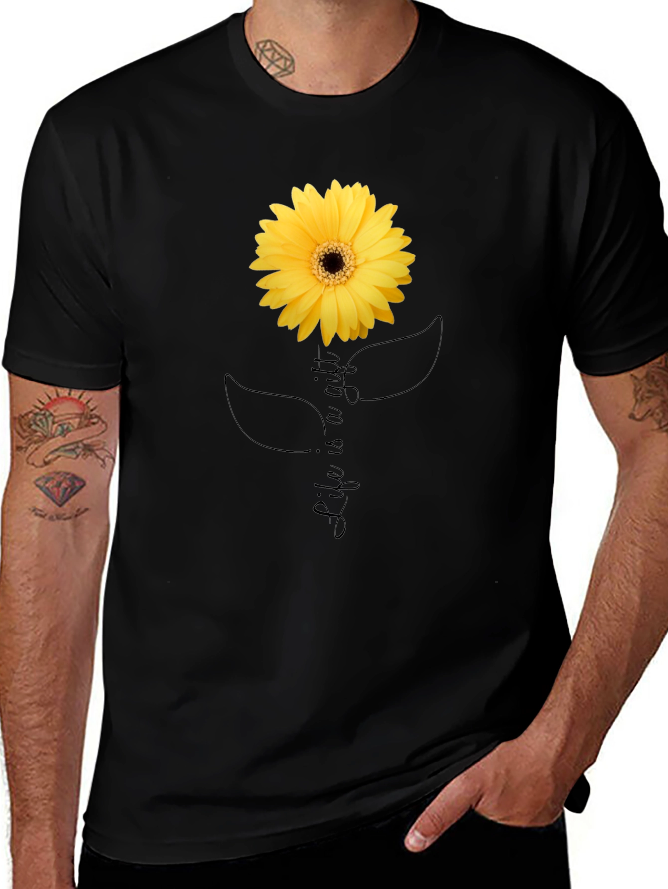 Life is a Gift Sunflower Graphic T-Shirt