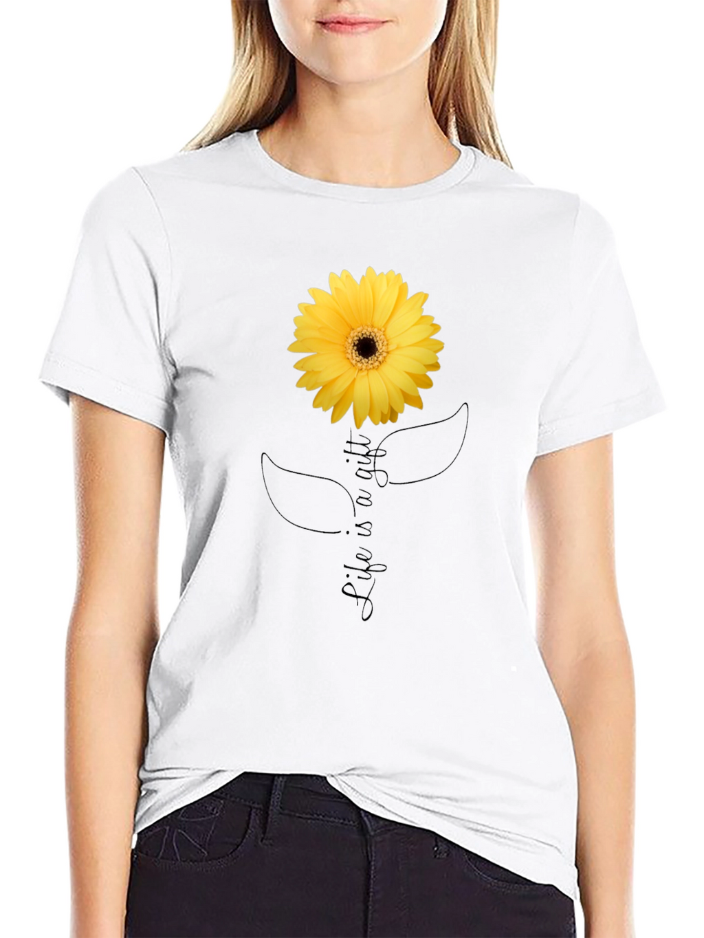 Life is a Gift Sunflower Graphic T-Shirt