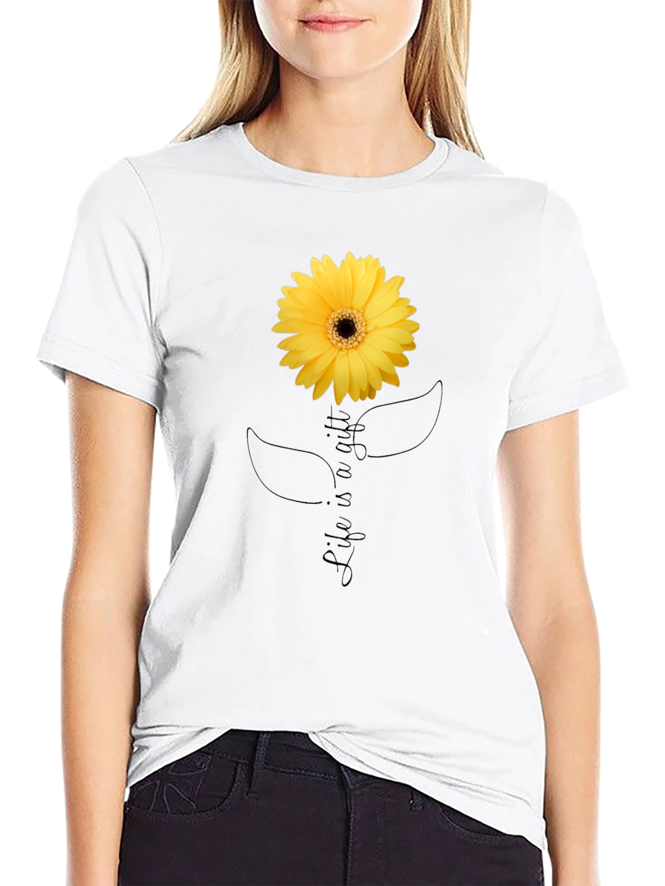 Life is a Gift Sunflower Graphic T-Shirt
