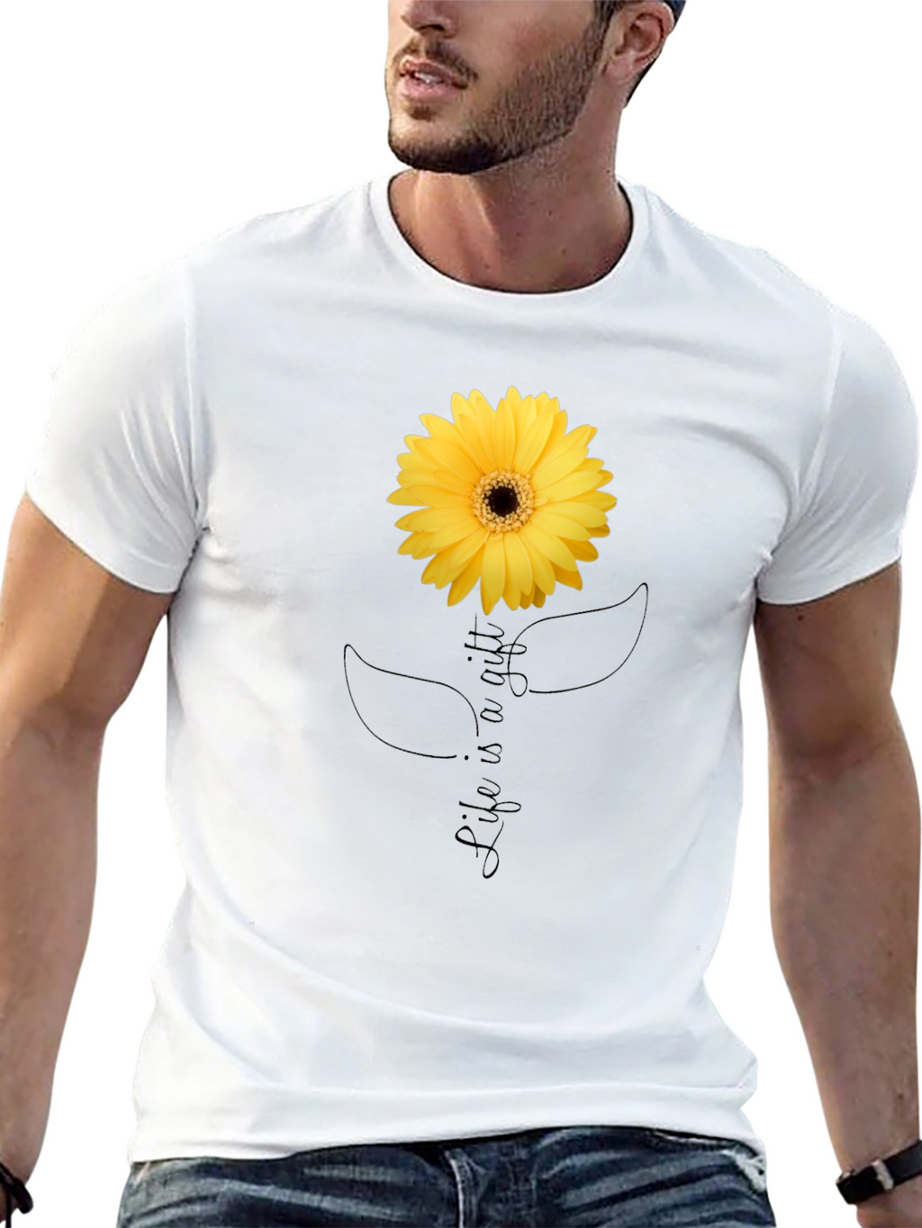 Life is a Gift Sunflower Graphic T-Shirt