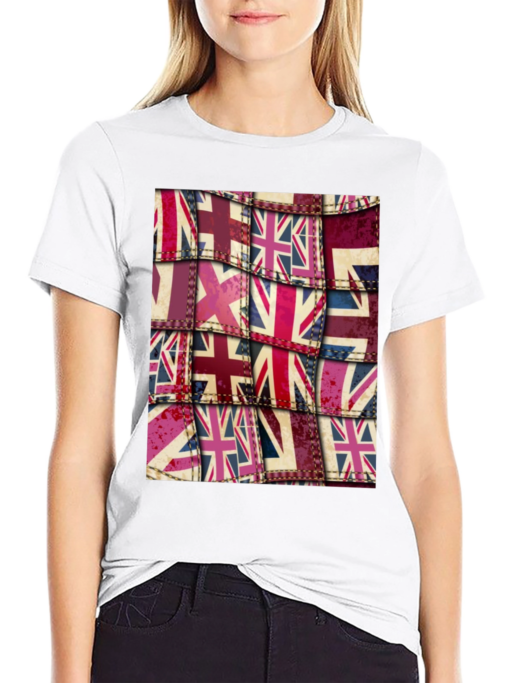 Union Jack Flag Patchwork Graphic Tee