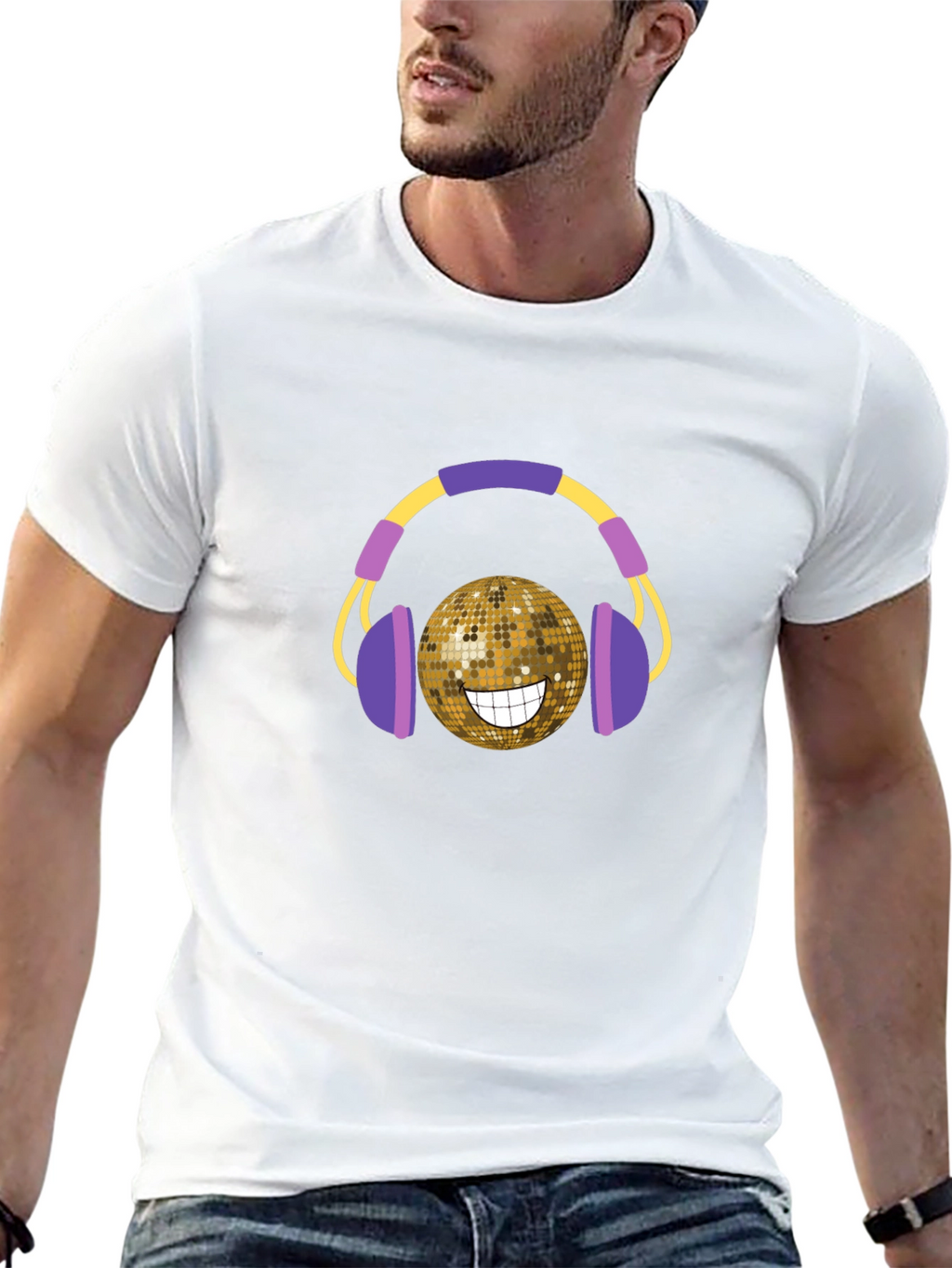 Disco Ball Headphones Graphic T-Shirt